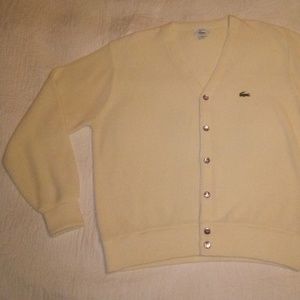 Vintage 1980s Izod/Lacoste Yellow Cardigan/Sweater